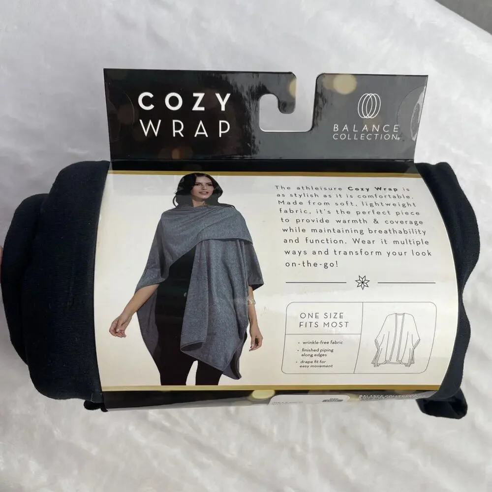 Balance Collection Cozy Wrap NWT BLK MSRP $50 Cardigan Athleisure Travel…